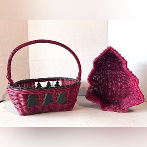 Christmas Themed Wicker Basket PAIR